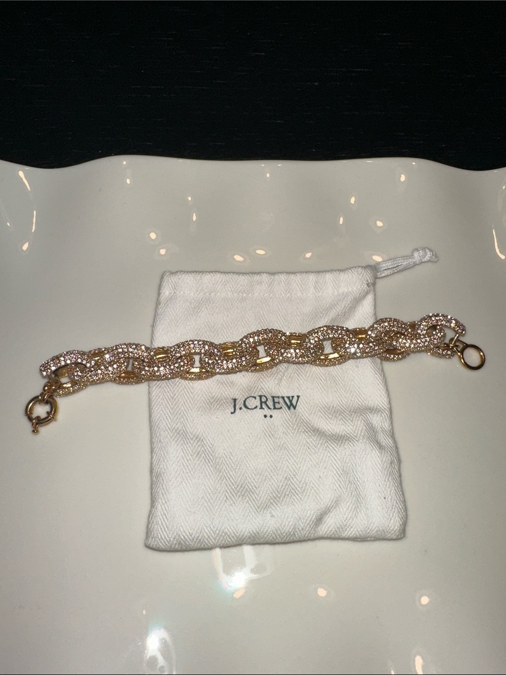J. Crew Gold Crystal Pave Link Bracelet